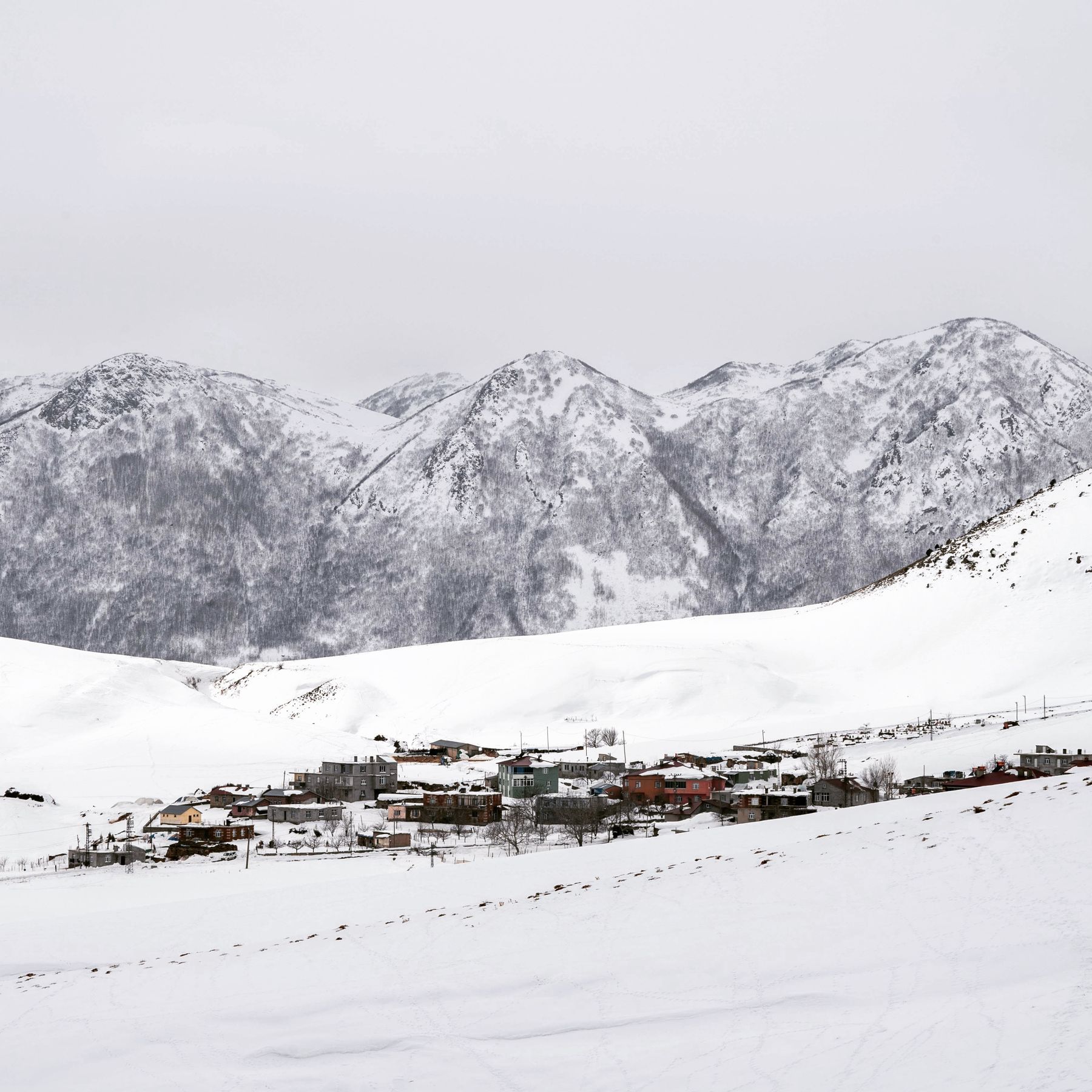 A snowy mountain town